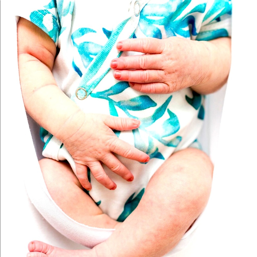 L’ovedbaby Kimono Short Sleeved Onesie | Seaweed